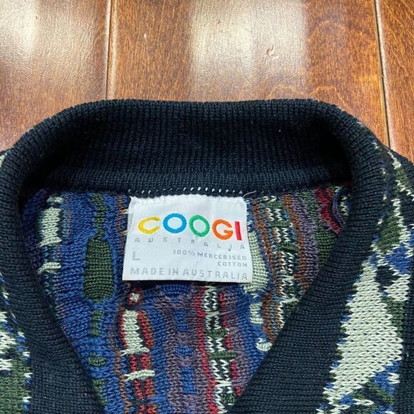 Coogi Y2K Vintage 3D Knit Multicolored Cotton Collard Sweater Men's Size Large - Picture 8 of 10